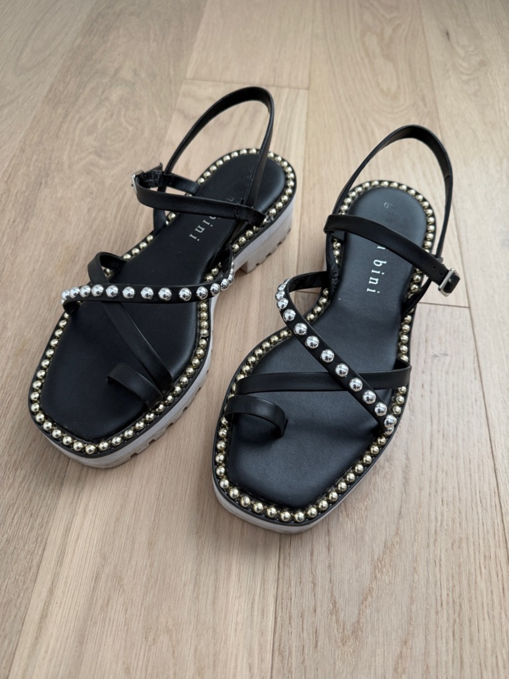 Gianni Bini Black Studded Strappy Sandals